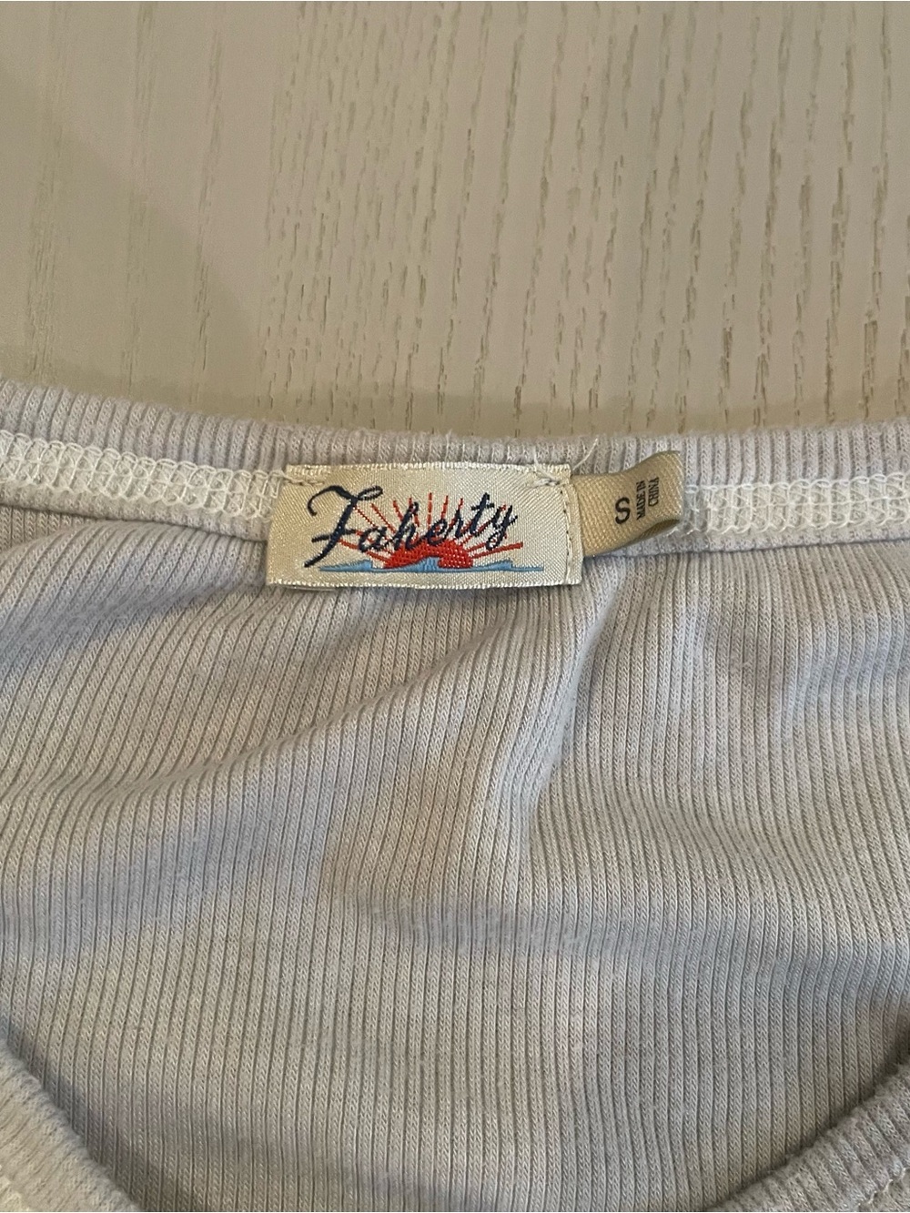 Faherty Light Blue Ribbed Henley - Size Small - Picture 4 of 7